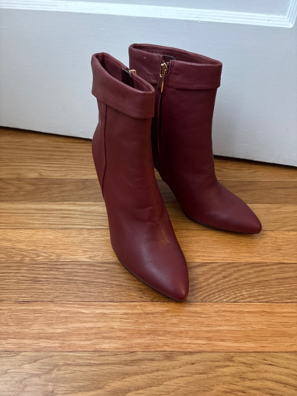 Franco Sarto Keilah Heel Ankle Boots, Wine, Sz 8, NWOB